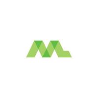 brev ml grön mosaik- enkel geometrisk logotyp vektor