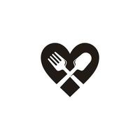 kärlek äta sked gaffel enkel dekoration symbol vektor