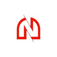 Brief n Symbol geometrisch Scheibe Negativ Raum Logo Vektor