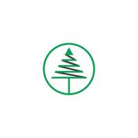 grön tall träd triangel band cirkel symbol logotyp vektor