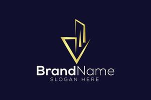 minimalistisch Brief v echt Nachlass Gold Logo Design Vorlage vektor