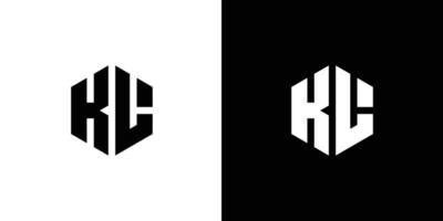 brev k l polygon, hexagonal minimal logotyp design på svart och vit bakgrund vektor