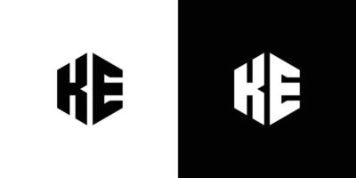 Brief k e Polygon, sechseckig minimal Logo Design auf schwarz und Weiß Hintergrund vektor