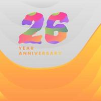 26 Jahre Jahrestag Feier. abstrakt Zahlen mit bunt Vorlagen. eps 10. vektor