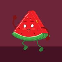 en söt vattenmelon karaktär med en mängd av uttryck. sommar frukt. vattenmelon karaktär illustration vektor