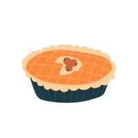 Kürbis Kuchen. Herbst Lebensmittel. heiß Backen. süß Vektor Illustration. das Objekt ist isoliert auf ein Weiß Hintergrund.