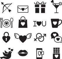 Alla hjärtans dag ikoner. vektor illustrationer.