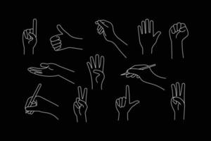 enkel händer gester samling i hand dragen stil vektor