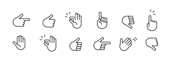 uppsättning av händer gester ikon vektor