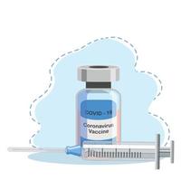 covid-19 coronavirus begrepp. vaccin injektionsflaska och spruta. pandemi covid-19 utbrott. isolerat ikon. platt vektor