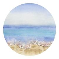 Hand gezeichnet Aquarell Meereslandschaft. Wasser und Surfen auf das Strand mit Wasser und Himmel Landschaft. isoliert auf Weiß Hintergrund. Design Mauer Kunst, Hochzeit, drucken, Stoff, Abdeckung, Karte, Tourismus, Reise Broschüre. vektor