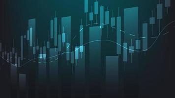 Konzept der Wirtschaftssituation. finanzgeschäftsstatistiken mit balkendiagramm und kerzendiagramm zeigen börsenkurs und wechselkurs auf grünem hintergrund vektor