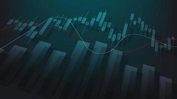 ekonomi situation begrepp. finansiell företag statistik med bar Graf och ljusstake Diagram visa stock marknadsföra pris och valuta utbyta på grön bakgrund vektor