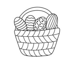 Ostern Eier im Korb. Linie Symbol, Symbol von Feier und Urlaub. Vektor Gekritzel Gliederung Illustration isoliert auf Weiß