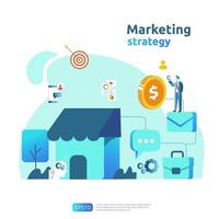 digital mobil och affiliate online sociala medier marknadsföringsstrategikoncept. hänvisa en vän som marknadsför innehållsfrämjande strategi vektor bannerillustration.