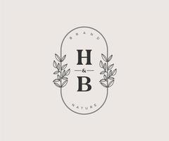 Initiale hb Briefe schön Blumen- feminin editierbar vorgefertigt Monoline Logo geeignet zum Spa Salon Haut Haar Schönheit Boutique und kosmetisch Unternehmen. vektor