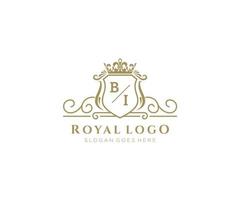 första bi brev lyxig varumärke logotyp mall, för restaurang, kungligheter, boutique, Kafé, hotell, heraldisk, Smycken, mode och Övrig vektor illustration.