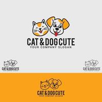 Katzen-Hund-niedliche Logo-Design-Vektorschablone vektor