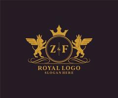 Initiale zf Brief Löwe königlich Luxus heraldisch, Wappen Logo Vorlage im Vektor Kunst zum Restaurant, Königtum, Boutique, Cafe, Hotel, heraldisch, Schmuck, Mode und andere Vektor Illustration.