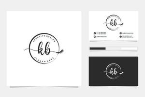 första kb feminin logotyp samlingar och företag kort templat premie vektor