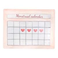 menstruations- kalender för menstruation kontrollera och graviditet planera. period schema med markant dagar för kvinna och flicka. kvinnor cykel och pms spårare. vattenfärg illustration isolerat på vit vektor