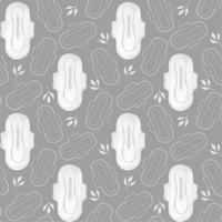 sömlös mönster av menstruations- dynor på en grå bakgrund. förpackning för kvinna intim hygien Produkter. personlig hygien produkt för kvinnor. vattenfärg illustration. vektor
