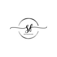 första sf feminin logotyp samlingar mall. handstil logotyp av första signatur, bröllop, mode, smycken, boutique, blommig och botanisk med kreativ mall för några företag eller företag. vektor