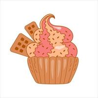 Cupcake mit Waffel Essen Vektor