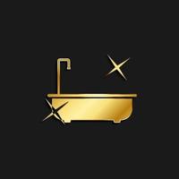 bad, badrum guld ikon. vektor illustration av gyllene ikon på mörk bakgrund