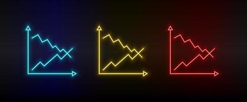 neon ikon uppsättning företag tillväxt, Graf. uppsättning av röd, blå, gul neon vektor ikon på genomskinlighet mörk bakgrund