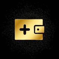 hinzufügen, Geld, Brieftasche Gold Symbol. Vektor Illustration von golden Partikel Hintergrund. Gold Symbol