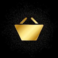 Korb, E-Commerce, Geschäft Gold Symbol. Vektor Illustration von golden Partikel Hintergrund. Gold Symbol