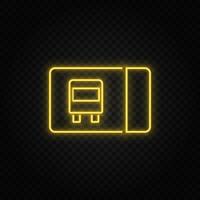 Gelb Neon- Symbol Karte, Transport, reise.transparent Hintergrund. Gelb Neon- Vektor Symbol auf dunkel Hintergrund