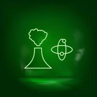 Atom, Pflanzen, Öko Neon- Vektor Symbol. speichern das Welt, Grün Neon, Grün Hintergrund
