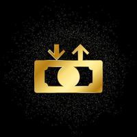 Einlösen, Kasse aus, Geld Gold Symbol. Vektor Illustration von golden Partikel Hintergrund. Gold Symbol