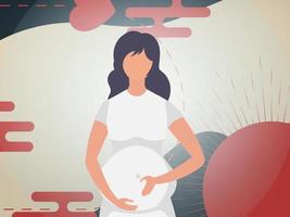 kvinna gravid baner eller vykort för du. vektor illustration.