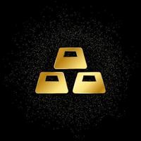 Bank, Gold, Geld Gold Symbol. Vektor Illustration von golden Partikel Hintergrund. Gold Symbol