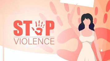 sluta våld mot kvinnor. flicka med en baner. internationell dag för de eliminering av våld mot kvinnor. vektor illustration design.