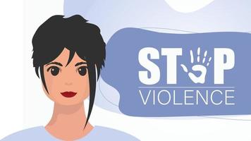 sluta våld. flicka med en baner. en stark kvinna protesterar mot våld. vektor illustration design.