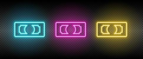 pengar, dollar neon vektor ikon. illustration neon blå, gul, röd ikon uppsättning