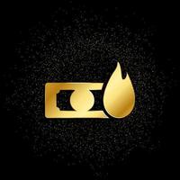 Dollar, Geld, Feuer Gold Symbol. Vektor Illustration von golden Partikel Hintergrund. Gold Symbol