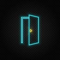 Tür, offen, Symbol Neon- Symbol. Blau und Gelb Neon- Vektor Symbol. transparent Hintergrund