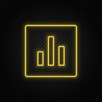 Gelb Neon- Symbol Analytik, graph.transparent Hintergrund. Gelb Neon- Vektor Symbol auf dunkel Hintergrund