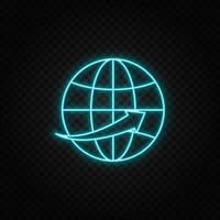 global Geschäft, Kommunikation Neon- Symbol. Blau und Gelb Neon- Vektor Symbol. transparent Hintergrund