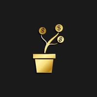 Geschäft Projekt, kommerziell Gold Symbol. Vektor Illustration von golden dunkel Hintergrund. Gold Vektor Symbol