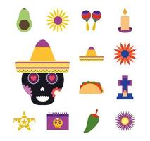 mexikansk kultur ikonuppsättning vektor