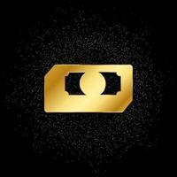 räkningar, kontanter, pengar, dollar guld ikon. vektor illustration av gyllene partikel bakgrund. guld ikon