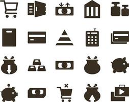 Geld und Finanzen Symbol Satz, Tasche, Markt, Geschäft. Investition, Banken, Geld und Finanzen Symbole auf Weiß Hintergrund vektor