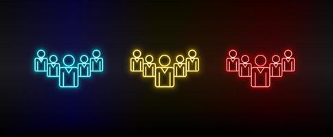 neon ikon uppsättning affärsman, ledare. uppsättning av röd, blå, gul neon vektor ikon på genomskinlighet mörk bakgrund