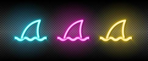 hav, haj, företag neon vektor ikon. illustration neon blå, gul, röd ikon uppsättning